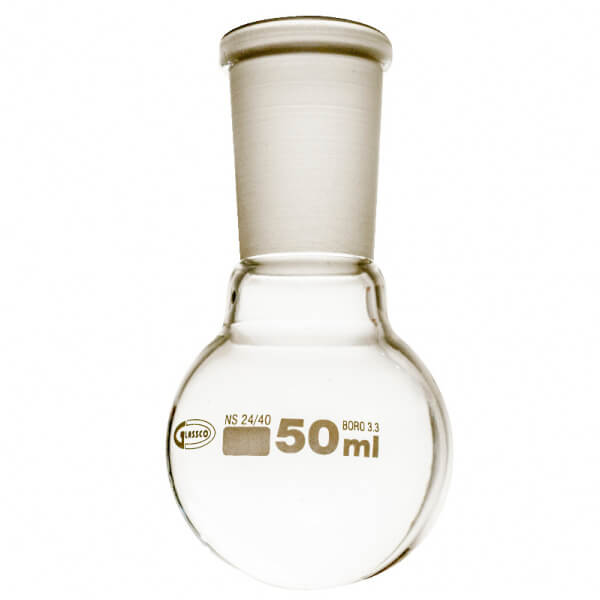 BALON EBULLICION 50 ML FONDO REDONDO ESMERILADO 24/40