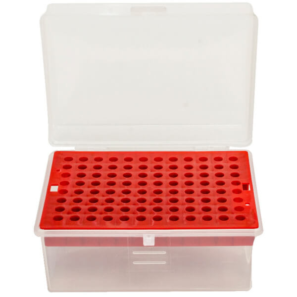 CAJA PARA GUARDAR PUNTAS AMARILLAS 200 UL PARA 96 PUESTOS