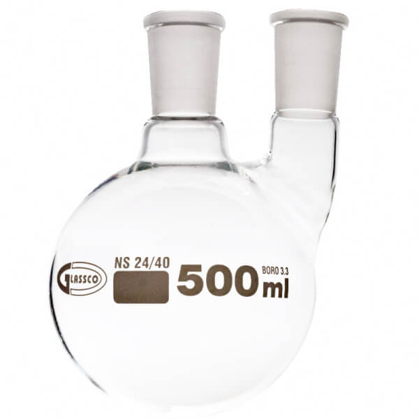 BALON EBULLICION 2 BOCAS 500 ML FONDO REDONDO ESMERILADO 24/40