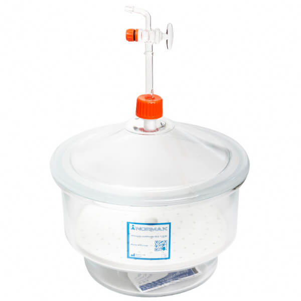 DESECADOR CON PLATO PORCELANA PARA CRISOLES 250 MM CON LLAVE AL VACIO
