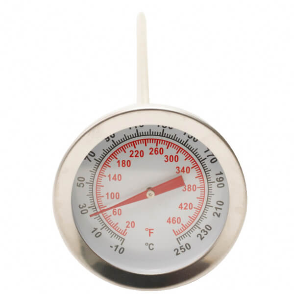 TERMOMETRO RELOJ DIAL -10 A 250 °C / -20 A 460 F VASTAGO 30 CM / 50 MM DIAM