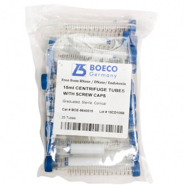 TUBO PLASTICO CENTRIFUGA GRADUADO CONICO CON TAPA 15 ML AUTOCLAVABLE 25 UNID X FUNDA