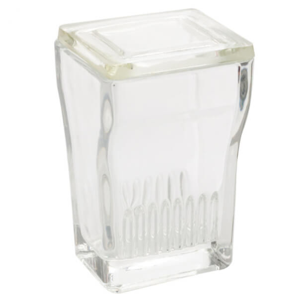 VASO COPLIN DE VIDRIO CON TAPA DE VIDRIO PARA 9 PORTA OBJETOS