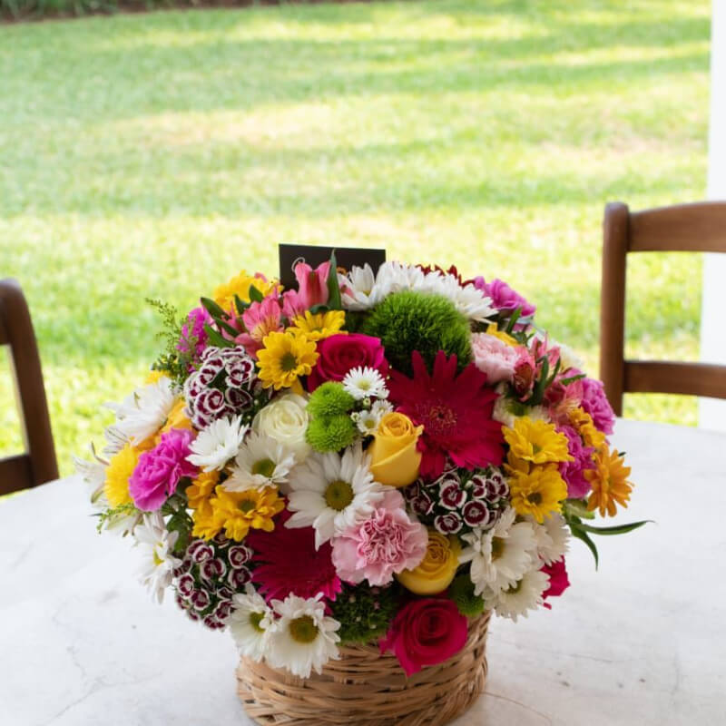 Canasta de Flores Alegre - Rosas, Margaritas y Claveles | ENVIOS A GUAYAQUIL - SAMBORONDON - DAULE