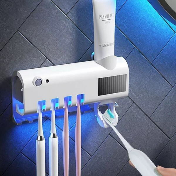 Porta cepillos con dispensador para pasta de dientes