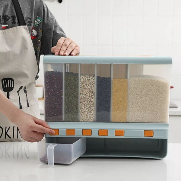 Dispensador de especies para alimentos seco de 6 rejillas