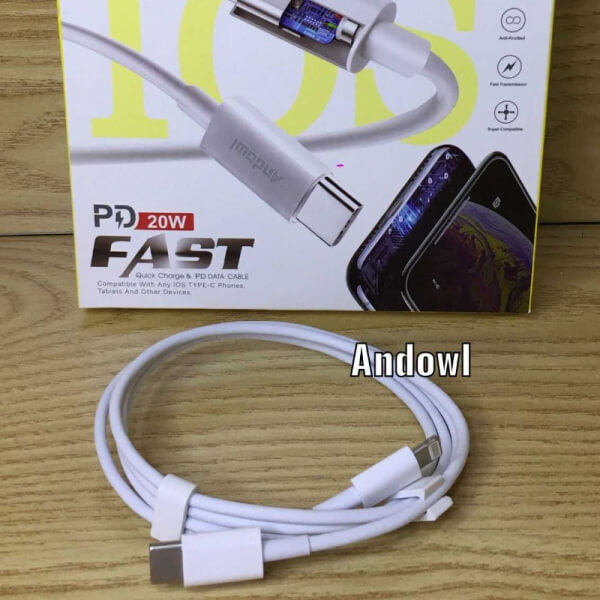 Cable de Carga rapido de 5.0 Amperios entreda Tipo C salida Ip Andowl