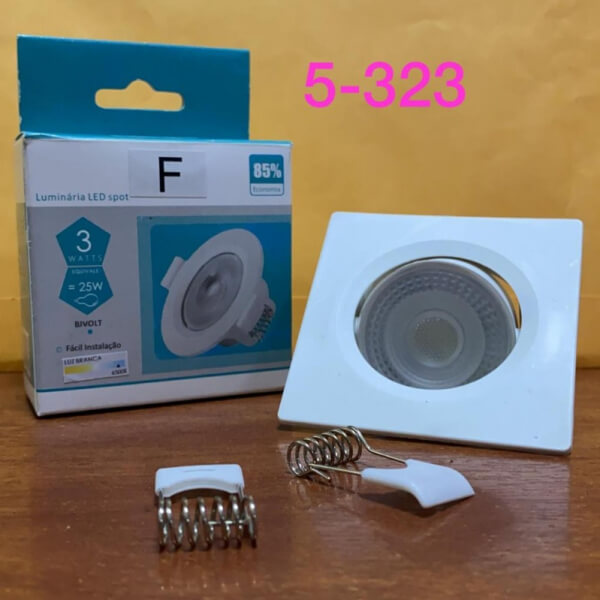 Ojo De Buey 3W Cuadrado luz Blanca