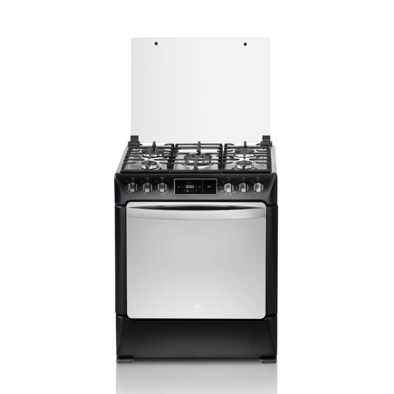 COCINA 5 QUEMADORES INDURAMA NIZA SMART ZAFIRO NEGRA A GAS C30 S01