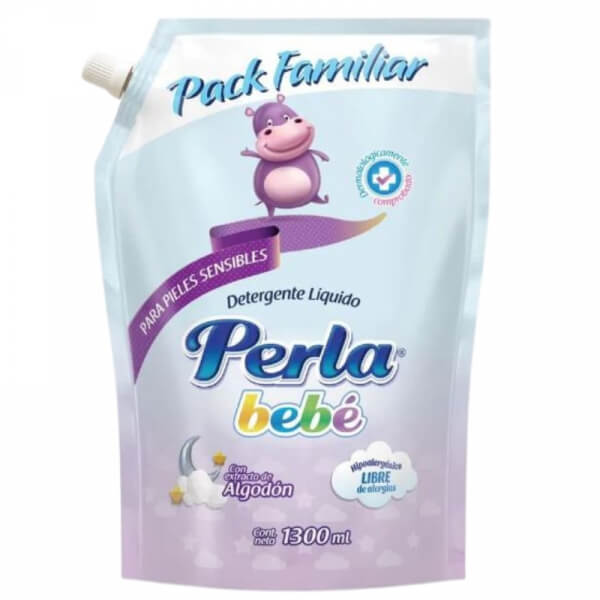 DETERGENTE LIQUIDO PERLA BEBE ALGODON 1300 ML