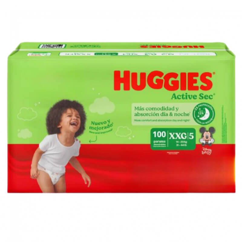 PAÑALES HUGGIES ACTIVE SEC XXG 100