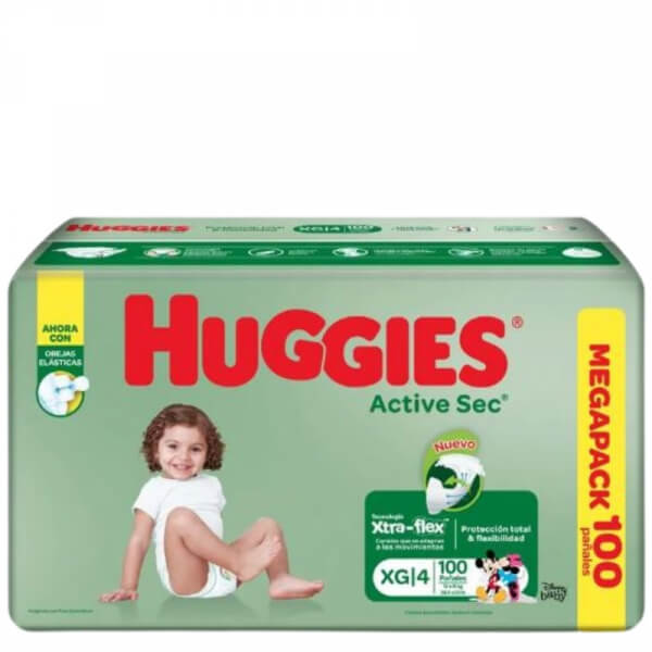 PAÑALES HUGGIES ACTIVE SEC XG 100