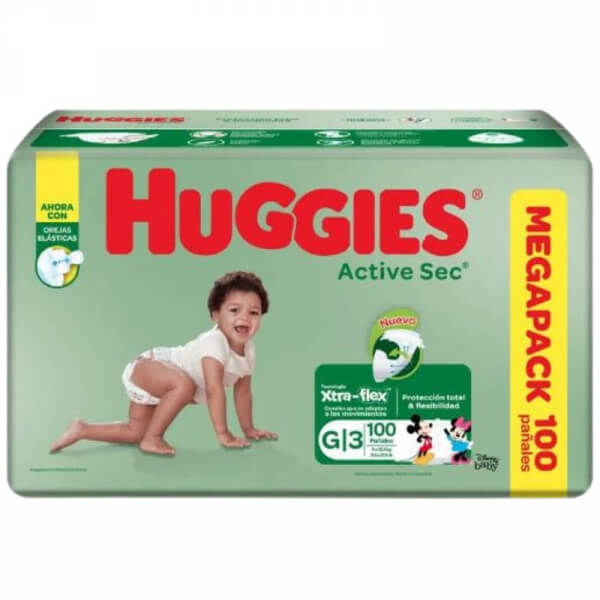 PAÑALES HUGGIES ACTIVE SEC G 100
