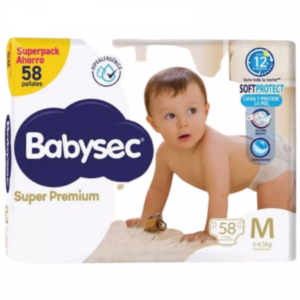 PAÑALES BABYSEC SUPER PREMIUM M 58