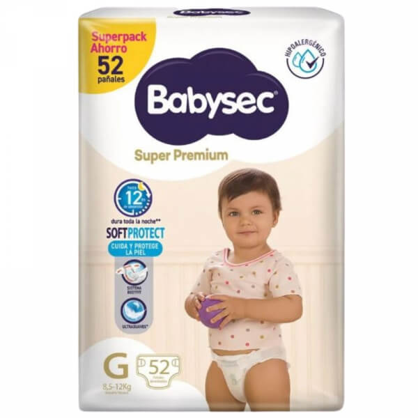 PAÑALES BABYSEC SUPER PREMIUM G 52