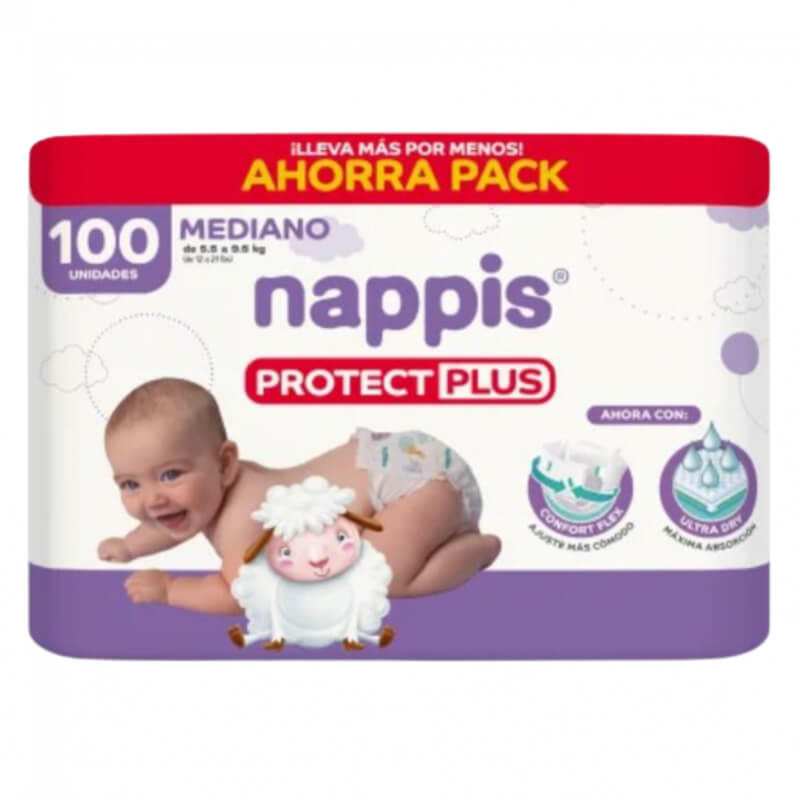 PAÑALES NAPPIS PROTECT PLUS M 100