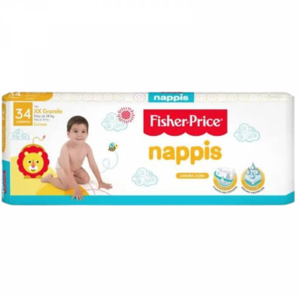 PAÑALES NAPPIS FISHER PRICE XXG 34