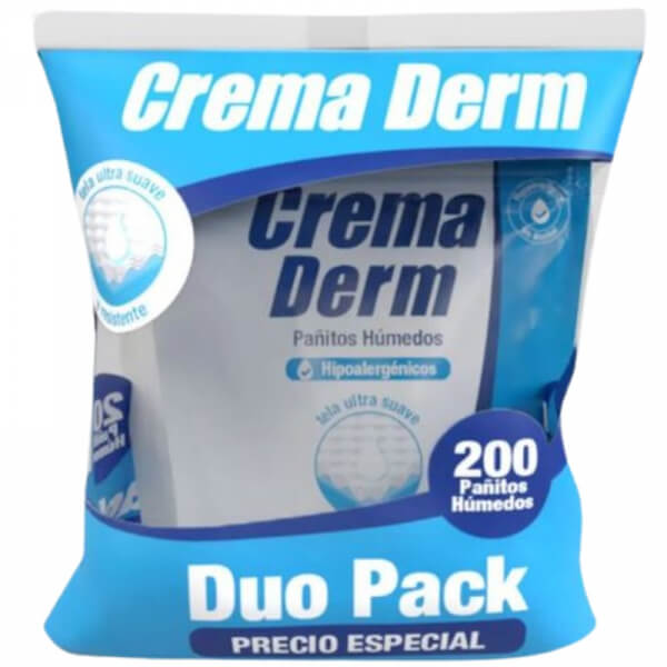 PAÑITOS HUMEDOS CREMA DERM HIPOALERGENICOS x 2OO