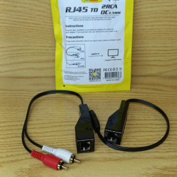 Extensor de audio RJ45 A 2RCA / DC3.5mm