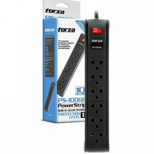 FORZA PS1006B POWER STRIP 110/220V 6UNIV NEMA 10FT CABLE