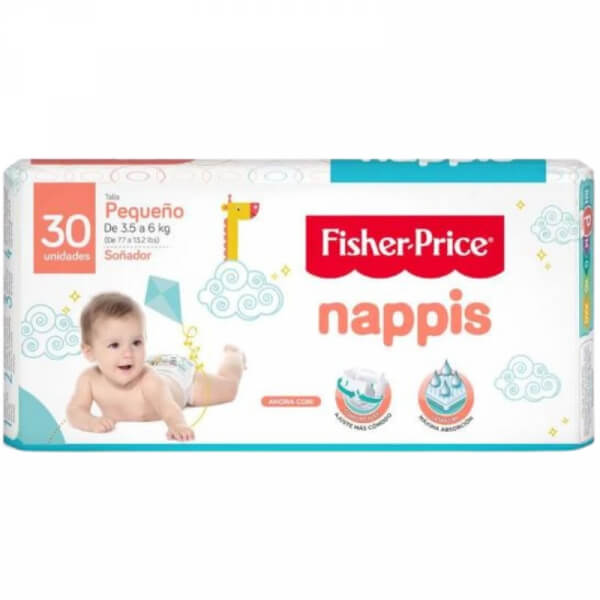 PAÑALES NAPPIS FISHER PRICE P 30