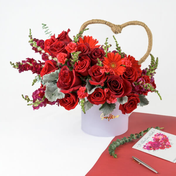 Arreglo Floral Exótico Isabelle: Rosas, Gerberas y Claveles Rojos | ENVIOS A GUAYAQUIL - SAMBORONDON - DAULE