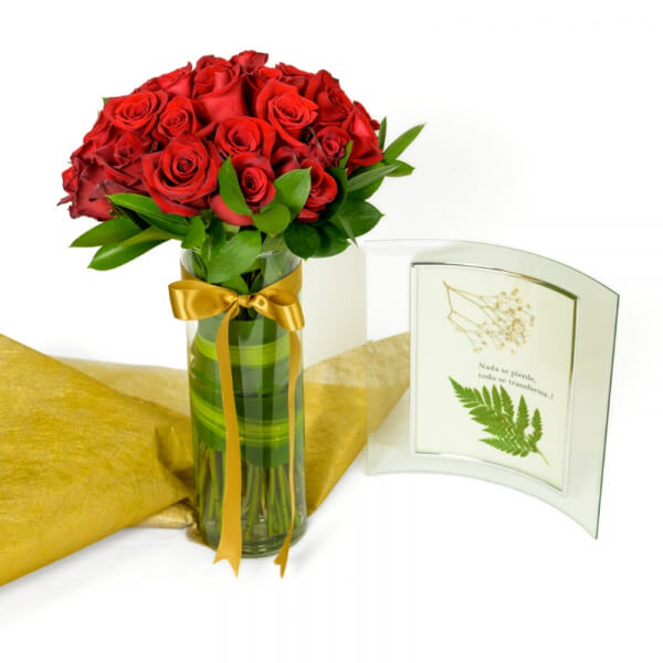 Florero Belleza Rosas Rojas | Elegancia Floral| ENVIOS A GUAYAQUIL - SAMBORONDON - DAULE