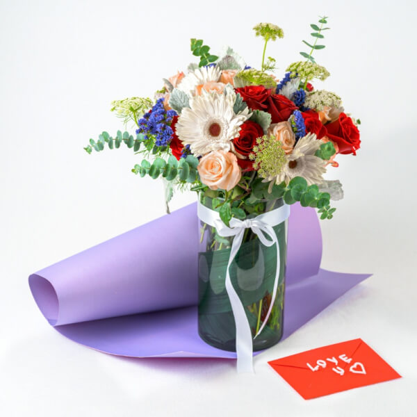 Fiore Florero: 24 Rosas, Gerberas y Más | Entrega a Domicilio GUAYAQUIL - SAMBORONDON - DAULE