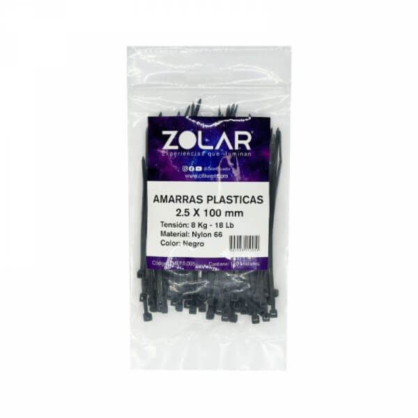 Amarra plastica 2.5 x 100mm negra