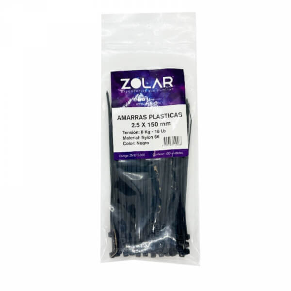 Amarra plastica 2.5 x 150mm negra