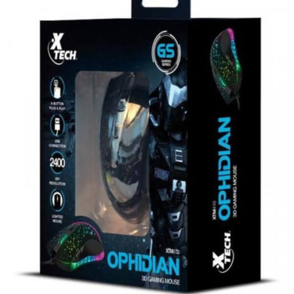 MOUSE USB WRD 6 BUTTON 7 COL UP TO2400 DP XTM 410 XTECH GAMING OPT
