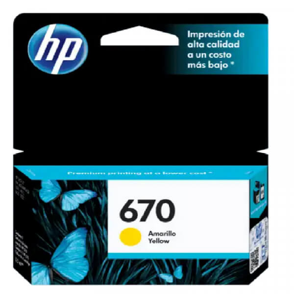 CARTUCHO HP 670 AMARILLO YELLOW COD CZ116AL 3,5 ML