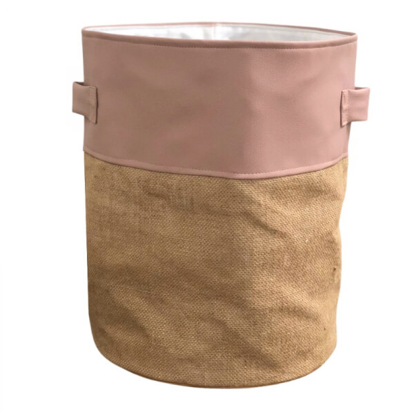 Cesta de yute y cuero