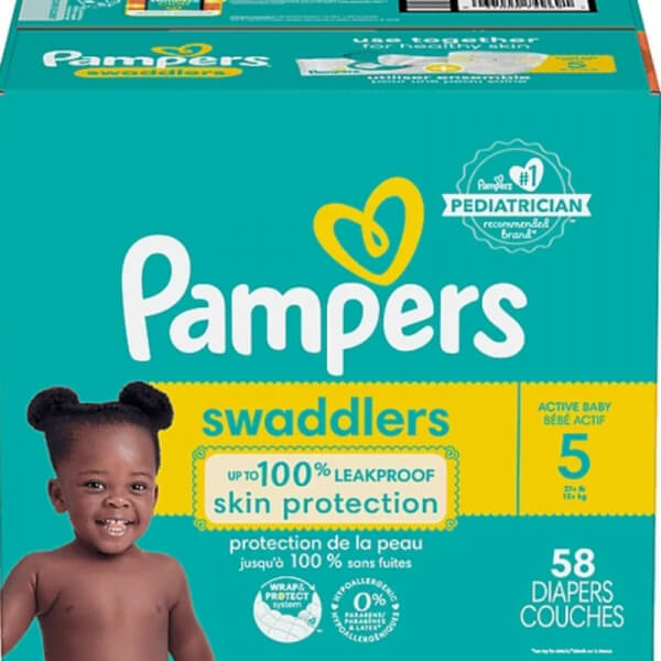 PAÑALES PAMPERS SWADDLERS 5 58