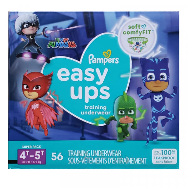 PAÑALES PAMPERS EASY UPS PJ MASKS 4T - 5T (TALLA 6-7, XXXXG) 56