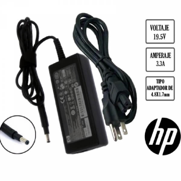 CARGADOR PARA PORTATIL HP PUNTA NEGRA FINA 4.8×1.7MM 19.5V-3.33A