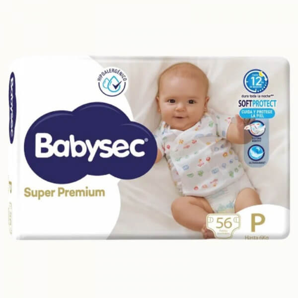 PAÑALES BABYSEC SUPER PREMIUM P 56
