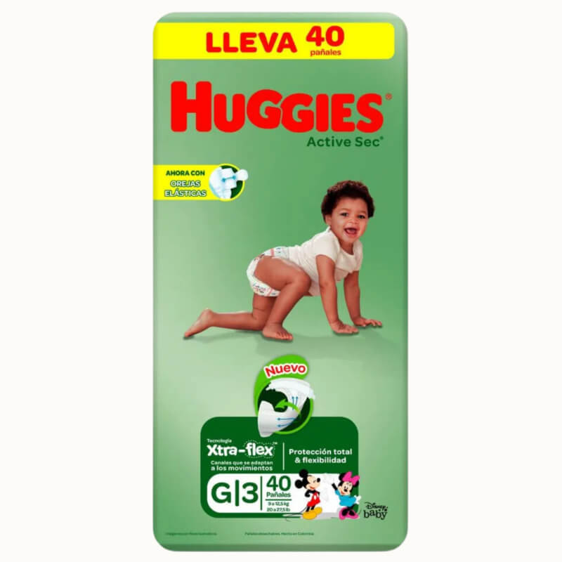 PAÑALES HUGGIES ACTIVE SEC G 40