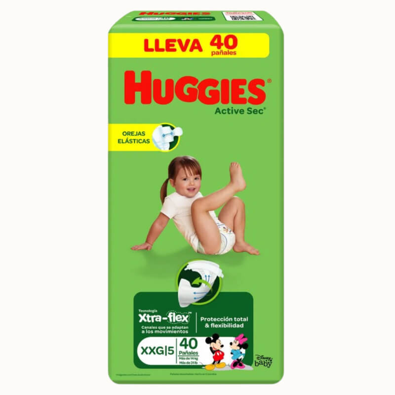 PAÑALES HUGGIES ACTIVE SEC XXG 40