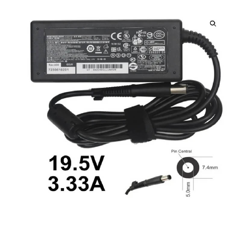 CARGADOR PARA PORTATIL HP 19.5V 3.33 A DC 7.4*5.0