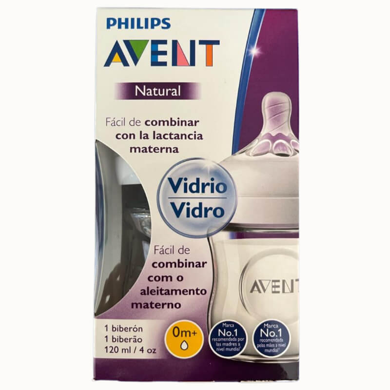BIBERON AVENT NATURAL VIDRIO 4 OZ / 120 ML