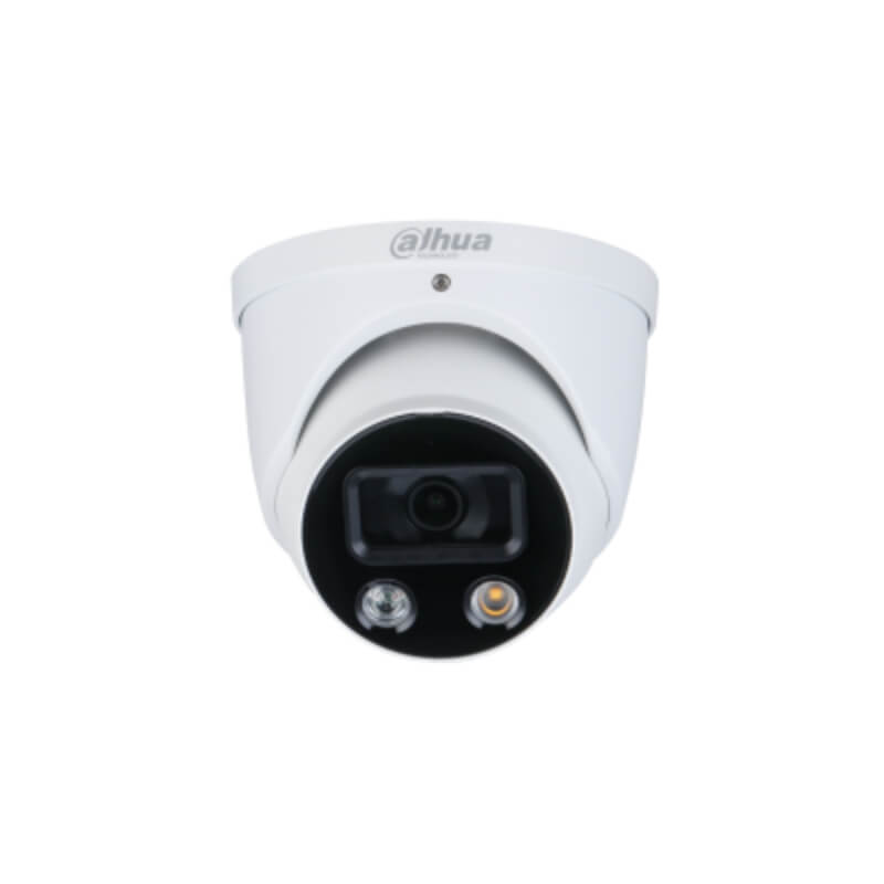 Dahua | Cámara Domo IP 2MP | Full-Color 24/7 | Disuasión Activa Luz y Sonido | IA WizSense | IP67