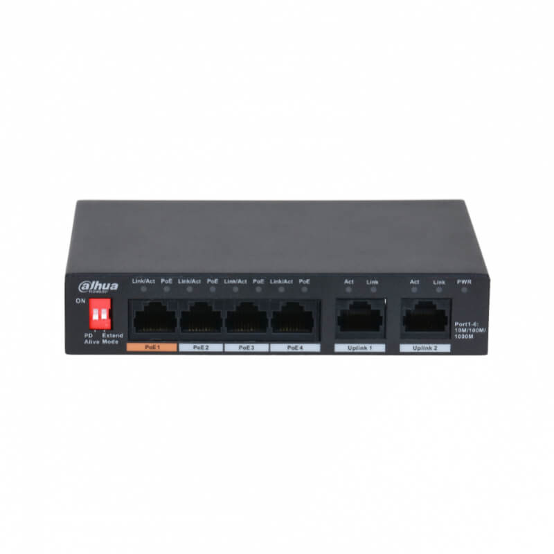DAHUA SWITCH DH-PFS3006-4GT-60: Interruptor de Escritorio No Gestionado con PoE de Dahua – Eficiencia y Seguridad para Tu Red
