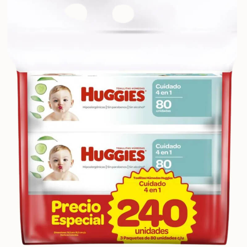 PAÑITOS HUMEDOS HUGGIES CUIDADO 4EN1 240