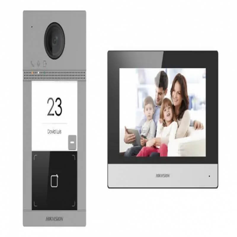 Hikvision | Kit de Videoportero DS-KIS313-P | Intercomunicador HD con Pantalla Táctil