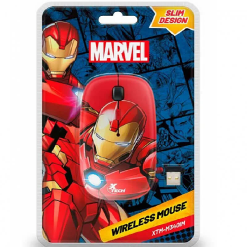 MOUSE INALAMBRICO BLACK 2.4 GHZ / BRIGHT RED MARVEL IRON MAN XTECH XTM M340IM