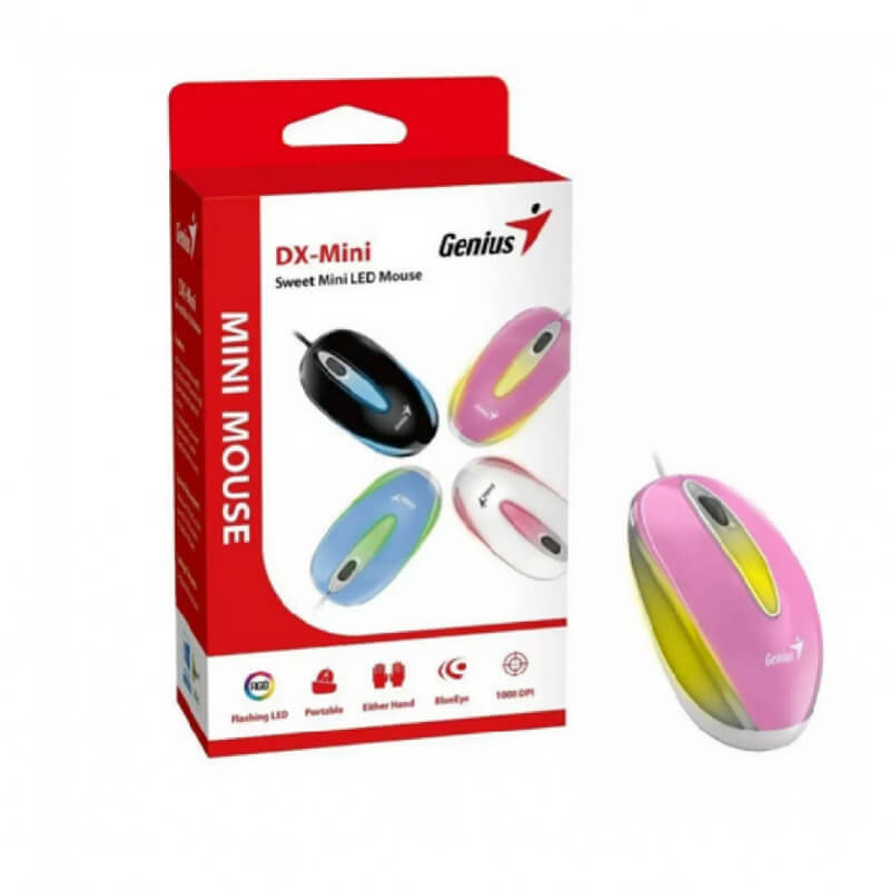 MOUSE GENIUS DX-MINI LED ROSADO Y NEGRO