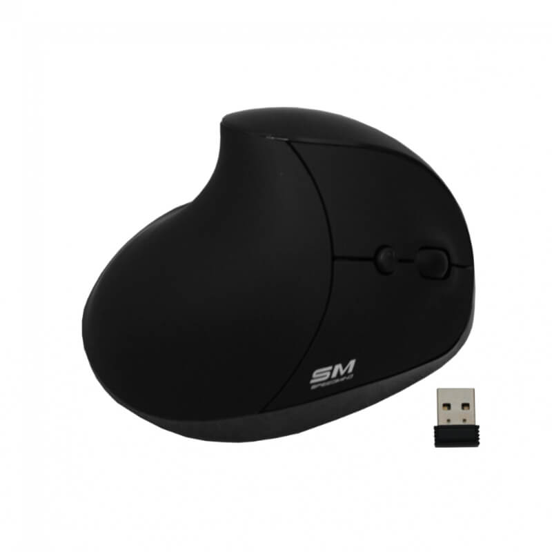MOUSE WIRELESS SPEEDMIND SMMOU10 VERTICAL / RECARGABLE / 6 BOTONES / ERGONOMICO / NEGRO / BAT. LITIO