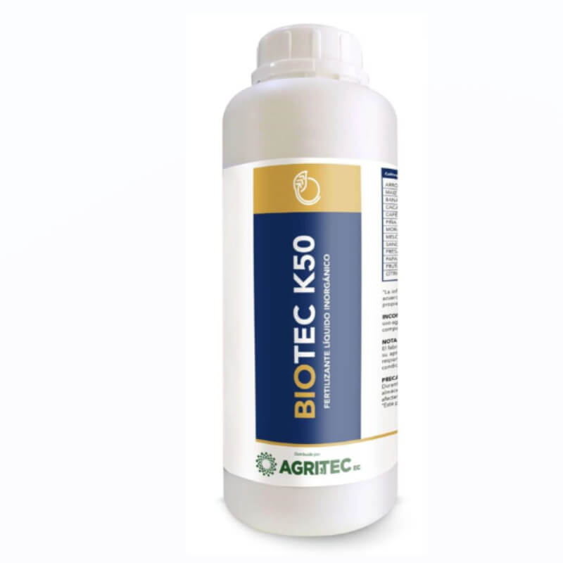 BIOTEC K50 1LTR: Fertilizante Foliar de Potasio para Frutos