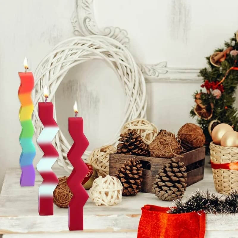 Molde tira doble ondulada y zigzag elaborado en silicona para uso en Velas